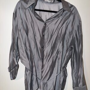 Flower Women's Gray Metallic Blouse